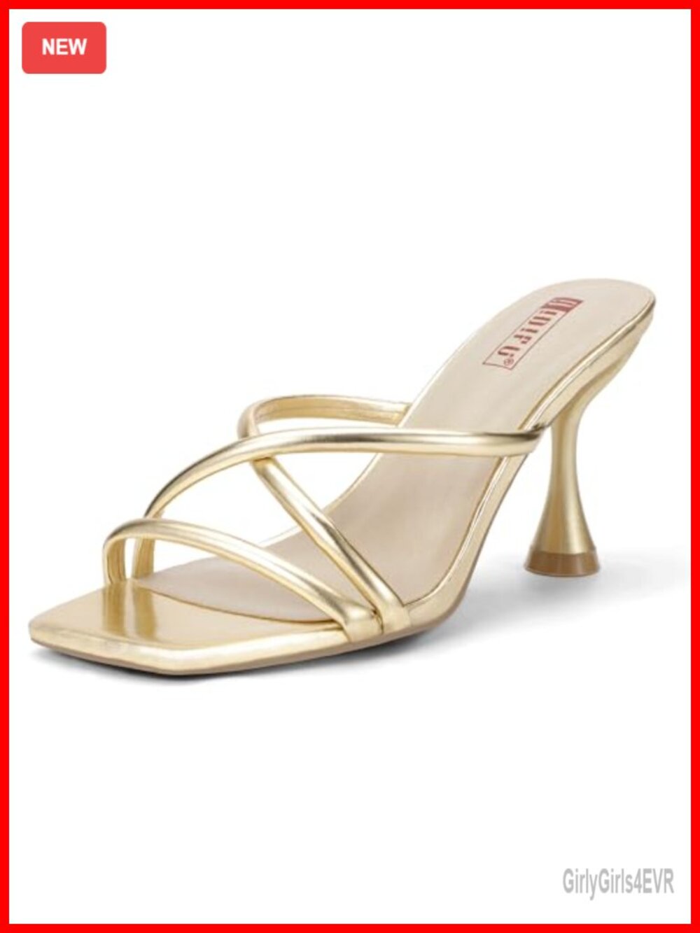 Kitten Heel Strappy Sandals Square Open Toe Slip On Dressy